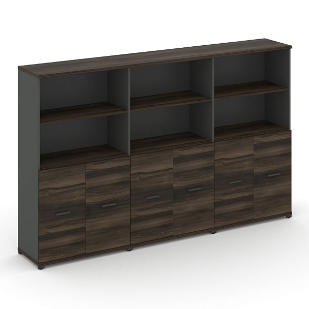 Concept Шкаф 3 широкие секции, 4 ниши CN.STS-431 A Дуб Мали/Антрацит/Металл Антрацит 2500*420*1554 - Вид 1