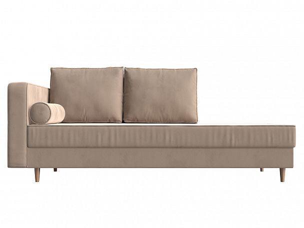 Кушетка Прайм левый (полностью велюр бежевый) - Вид 2