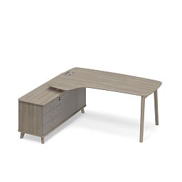 Стoл эргономичный на тумбе левый (тип 4) WOOD Time wood ТМ В2 121 ВЛ ВЛ ВЛ вяз либерти (корпус, столешница, топ) / мокко премиум (фасад) - Фото предпросмотра