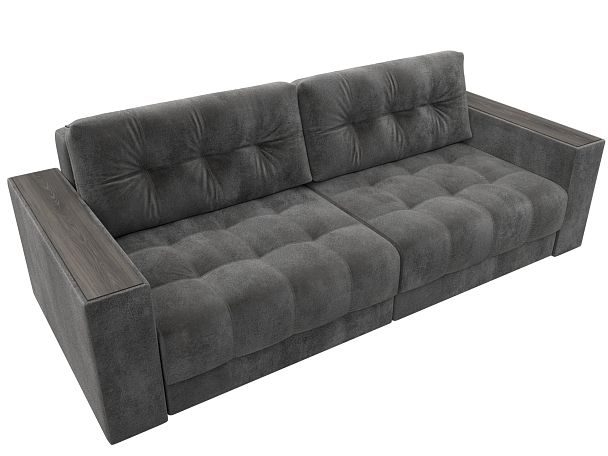 Диван прямой с декором Лига-049 НПБ Велюр серый - Вид 6