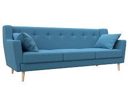 Диван кухонный прямой Брайтон 3 Рогожка голубой - Фото предпросмотра