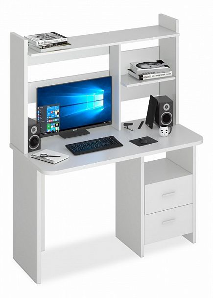 Стол компьютерный Домино Lite СКЛ-Прям120Р+НКЛ-120 Белый - Вид 1