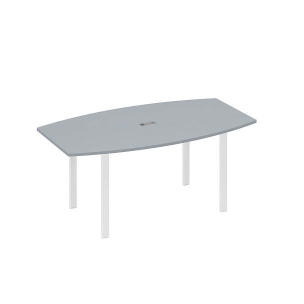 Стол фигурный 180 с металлокаркасом UNO A4 А4 Б1 112 БП серый / металлокаркас белый - Вид 1