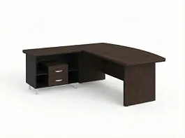 BRL RB070-180x200L Стол руководителя угловой L с тумбой 2 ящика 1800х2000х760 Венге/Черный - Фото предпросмотра