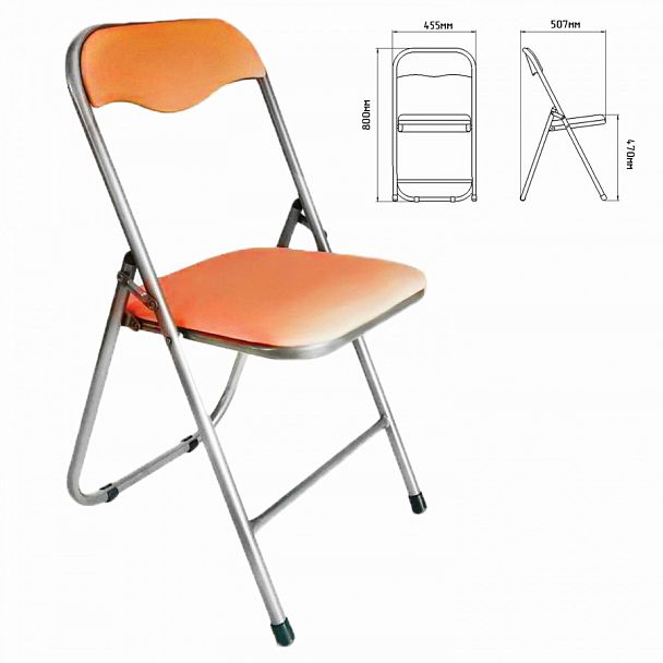 Стул складной для дома и офиса РС04, серебристый каркас, кожзам песочный - Вид 1