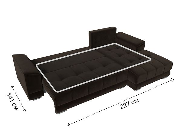Угловой диван НордСтар правый угол Микровельвет коричневый - Вид 10