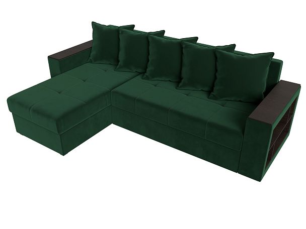 Диван угловой Дубай Лайт угол левый (полностью велюр зеленый) - Вид 5