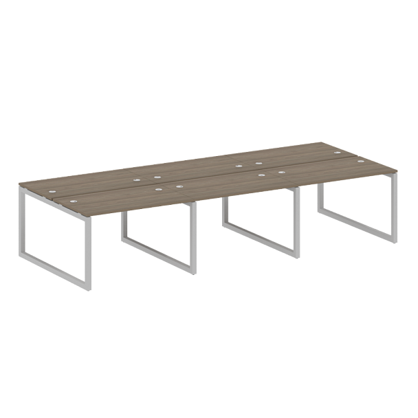 Metal System Quattro Р. ст. на 6 раб. места на О-образном м/к 50БО.СМ-6.2 Вяз/Серый металл 3600*1475*750 - Вид 1