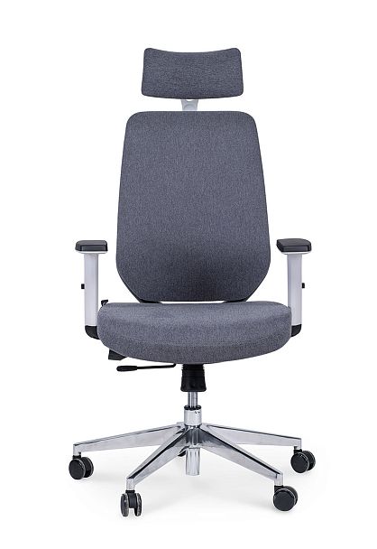 Кресло офисное Имидж gray 2 / белый пластик / серая ткань - Вид 2