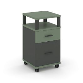 Concept Тумба мобильная 1 ящ.+1 распаш. фасад с надставкой CN.TUM-010 A Кобо/Антрацит/Металл Антрацит 420*420*782 - Фото предпросмотра