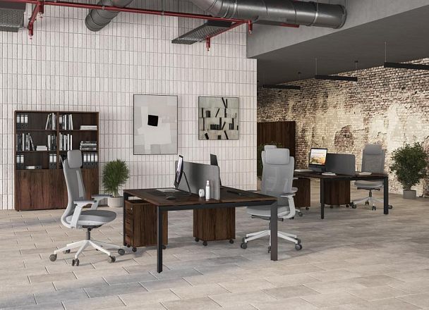 Секция рабочей станции 1200х1238х750 / профиль: 59х59 белый; столешница: серый бархат Призма / Prizma - Вид 2