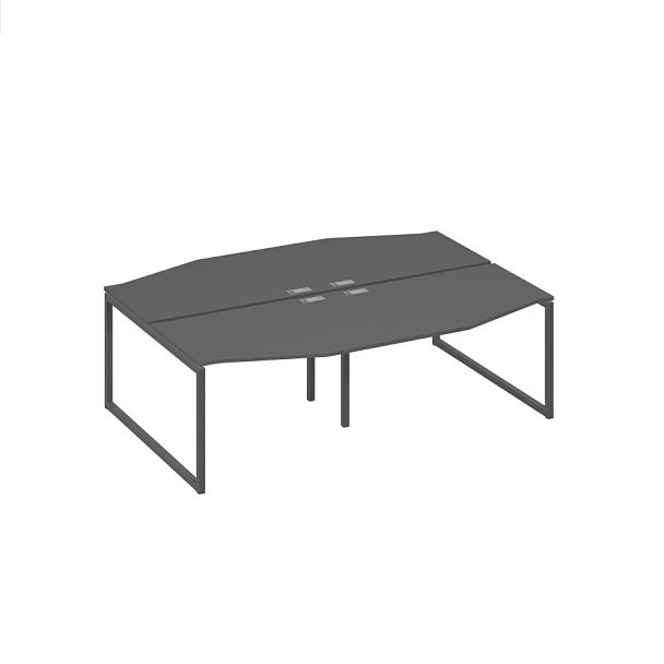 Рабочая станция со столами Техно (4х120) на металлокаркасе DUE A4 А4 Б2 189-2 БП антрацит премиум / металлокаркас антрацит - Вид 1