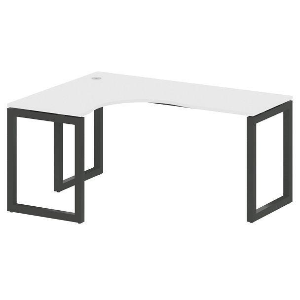 Metal System Quattro Стол криволинейный левый на О-образном м/к 50БО.СА-4 (L) Белый/Антрацит металл 1600*1200*750 - Вид 1