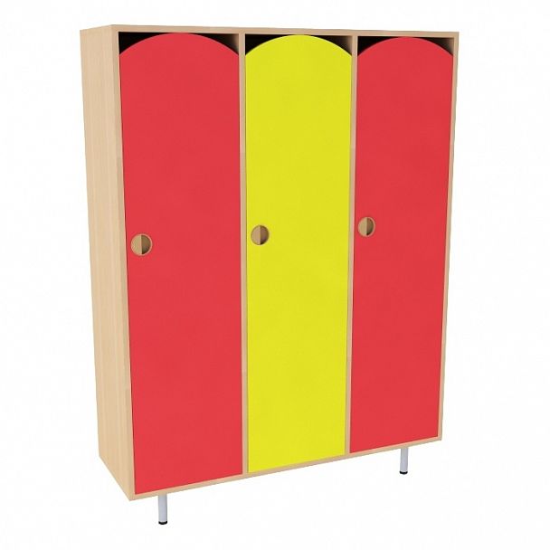 Шкафчик для одежды 3-секционный стандарт (цветной фасад) - Вид 1