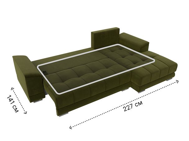 Угловой диван НордСтар правый угол Микровельвет зеленый - Вид 10