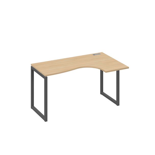 Стол эргономичный правый "Классика" на металлокаркасе QUATTRO A4 А4 Б4 034 БП натуральный дуб / металлокаркас антрацит - Вид 1