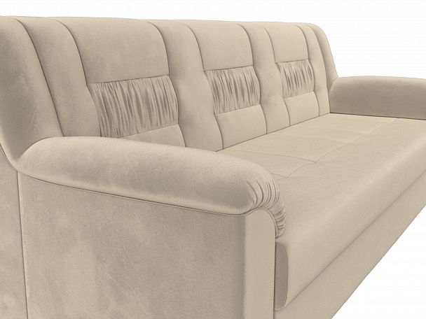 Прямой диван Карелия (полностью микровельвет бежевый) - Вид 4