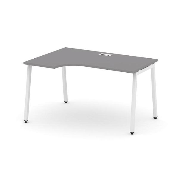 Стайл Проджект Стол рабочий эргономичный SN-4A.SPA-002(L) Серый Пепел/Металл Белый 1580*600/980*750 - Вид 1