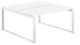 Рабочая станция Allegro 1600х1438х750  / профиль О-образный: 70х20 белый; столешница с вырезом: белый - Фото предпросмотра