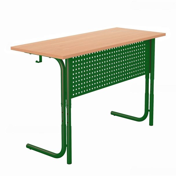 Стол ученический 100РП, 2-местный, регулируемый (экран-перфорация) на круглой трубе (м/к Красный, Синий, Зеленый), гр.5-7 - Вид 4
