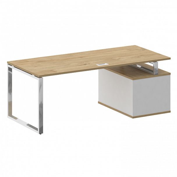 Стол с опорной тумбой "Shift" SK.SRT-200 тиквуд светлый/белый бриллиант - Вид 2