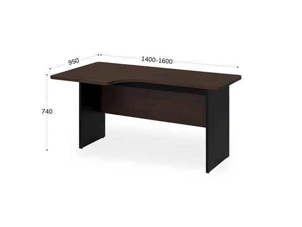 БЕРЛИН / BERLIN Угловое рабочее место левое 1600х950х740 Венге/Черный - Вид 2