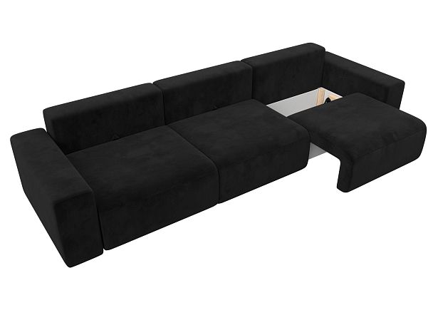 Диван прямой Лига-036 Классик Лонг Велюр черный - Вид 7