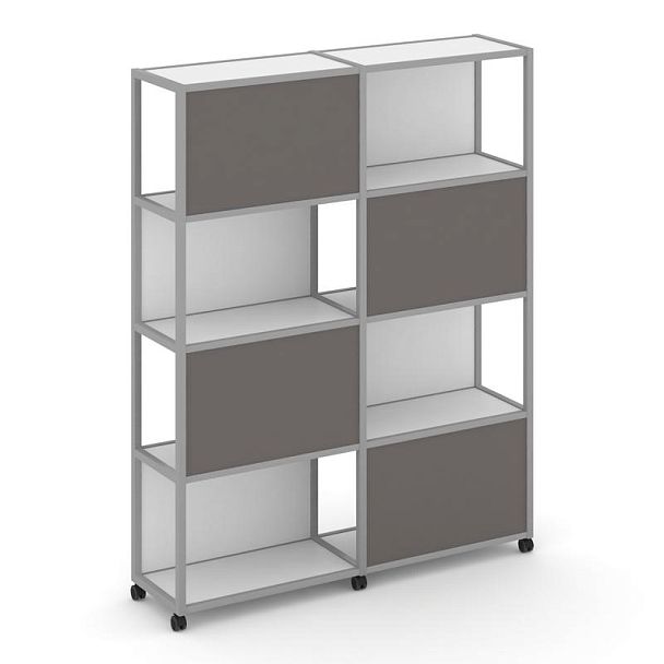 Shelf Mobile Стеллаж 5 уровней 2 секции VR.LT-STK-516.12 Белый Бриллиант/Металл Серый/W-26 2370*400*2000 - Вид 1