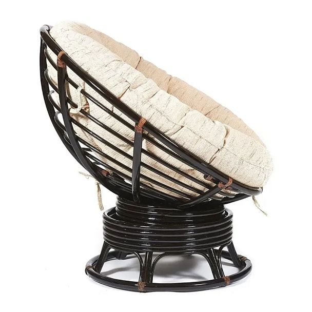 Кресло-качалка Папасан/Papasan (W 23/01 B) /с подушкой/Antique brown (античный черно-коричневый) - Вид 4