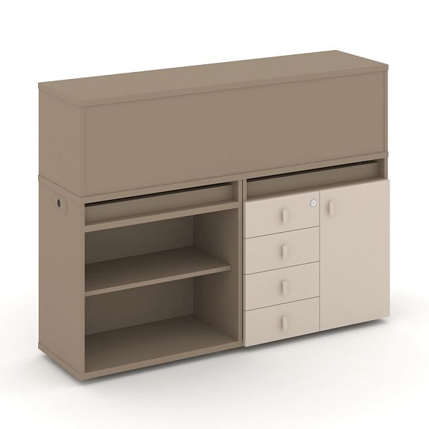 Estetica Набор №7. Тумба двойная+низкая надставка ES.NB.2N-7 Латте/Капучино 1500*410*1135 - Вид 1