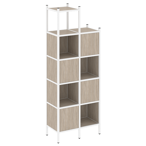 Loft Прямой стеллаж наборный VR.L-20 Дуб аттик/Белый металл 862*446*2280 - Вид 1
