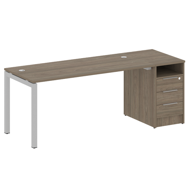 Metal System Quattro Р. ст. с тумбой на П-образном м/к 50БП.РС-СТП-1.4 Вяз/Серый металл 2012*720*750 - Вид 1