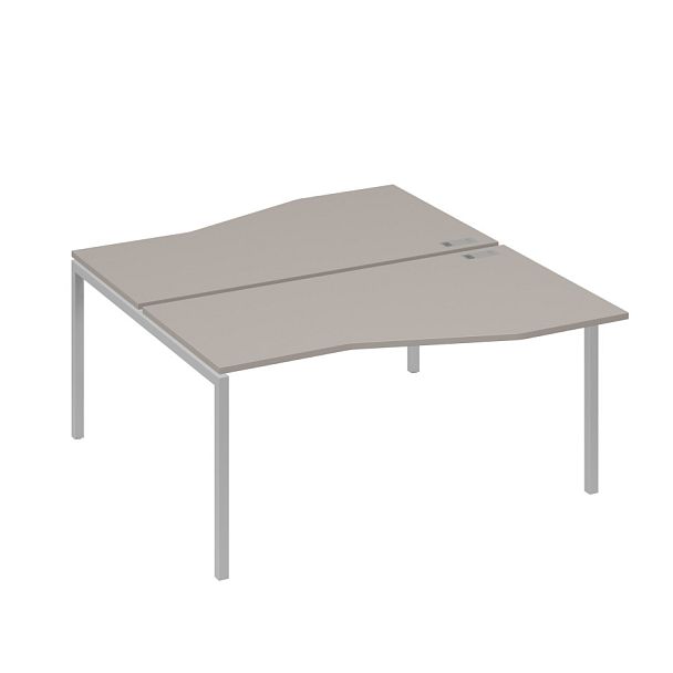 Станция со столами Техно эргономичными (2х160) каркас DUE A4 А4 Б2 191 БП мокко премиум / металлокаркас серый - Вид 1