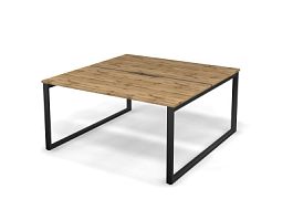 MATRIX 121S202-О Стол прямой двойной, пров-ик вырезной (O-опоры) 1580х1590х775 Дуб Крафт/Темно-серый - Фото предпросмотра