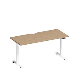 Стол письменный на электроприводе с вырезом Elevo А2 БГ 004.2 НД натуральный дуб / белый гладкий - Фото предпросмотра