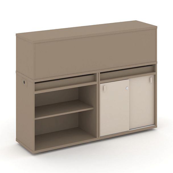 Estetica Набор №9. Тумба двойная+низкая надставка ES.NB.2N-9 Латте/Капучино 1500*410*1135 - Вид 1