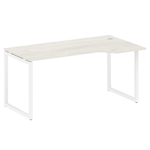 Metal System Quattro Стол криволинейный правый на О-образном м/к 40БО.СА-1 (R) Дуб наварра/Белый металл 1600*900*750 - Вид 1