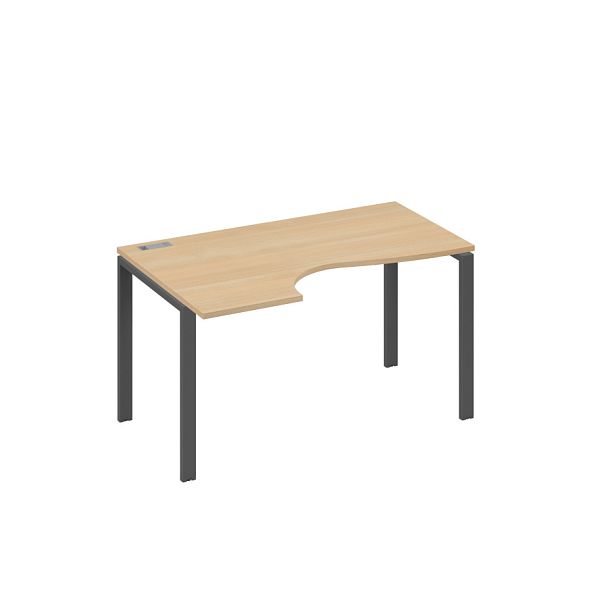 Стол эргономичный левый "Классика" на металлокаркасе UNO A4 А4 Б1 043 БП натуральный дуб / металлокаркас антрацит - Вид 1