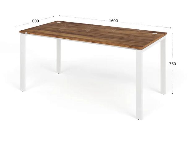 TANDEM RTD068-MK-160-SH Стол прямой на металлокаркасе ун-й 1600х800х750 Таксония шоколадная/Белый - Вид 2