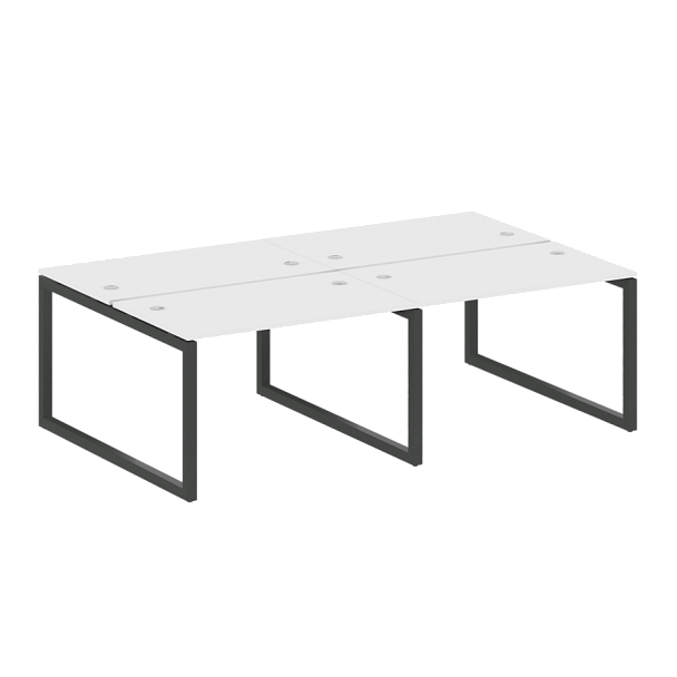 Metal System Quattro Р. ст. на 4 раб. места на О-образном м/к 50БО.СМ-4.2 Белый/Антрацит металл 2400*1475*750 - Вид 1