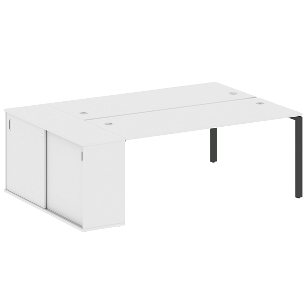 Metal System Р. ст. с шкафом-купе на П-образном м/к БП.РС-СШК-1.5 Т Белый/Антрацит металл 2210*1475*750 - Вид 1