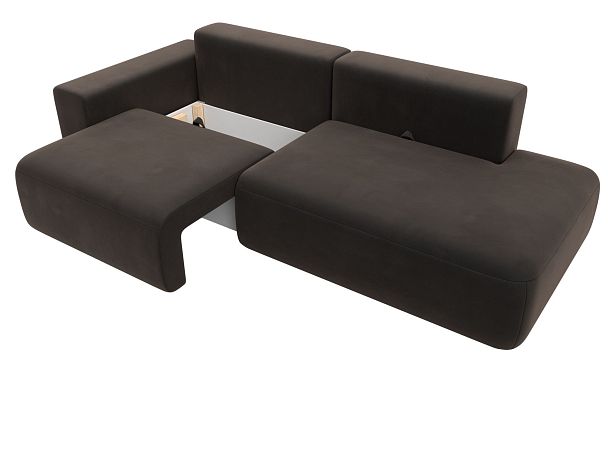 Диван прямой Лига-036 Модерн подлокотник слева Велюр коричневый - Вид 7