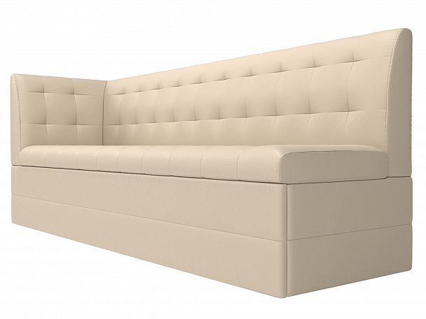 Кухонный диван Бриз с левым углом (полностью экокожа бежевая) - Вид 3