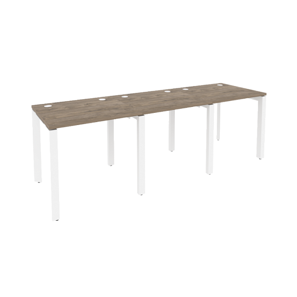 Onix Рабочая станция на П-образном м/к O.MP-RS-3.0.7 Тиквуд темный/Белый металл 2340*720*750 - Вид 1