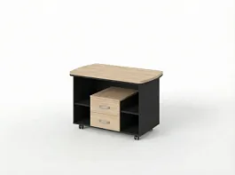 BRL RB075-120x60 Мобильная тумба на роликовых опорах 1200х600х700 Акация/Черный - Фото предпросмотра