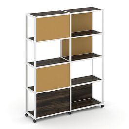 Shelf Mobile Стеллаж 5 уровней 2 секции VR.LT-STK-515.06 Дуб Мали/Металл Белый/W-31 1170*400*2000 - Фото предпросмотра
