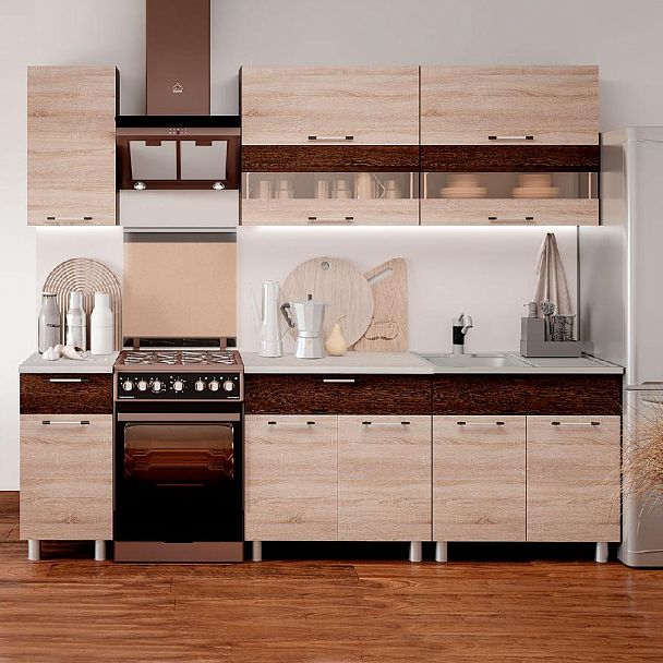 Кухня 2,0м "Монтана" сонома/венге - Вид 2