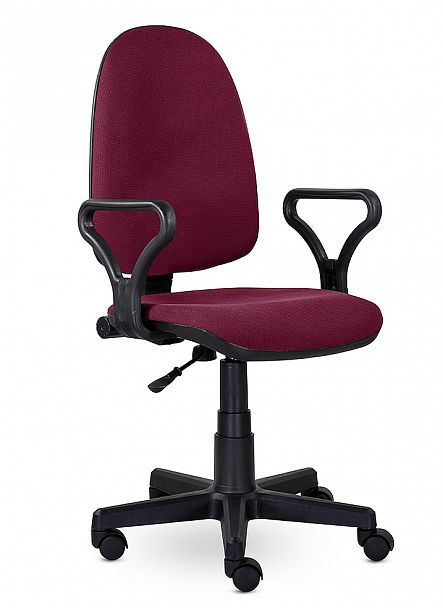 Кресло оператора Престиж с подлокотниками Самба ткань С13/черный пластик "Компьютерные кресла" ТК-002587000771 бордовый - Вид 1