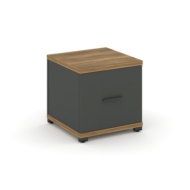 Concept Тумба приставная 1 распаш. фасад CN.TUP-004 W Сандал Янтарный/Антрацит/Металл Антрацит 420*420*416 - Вид 1