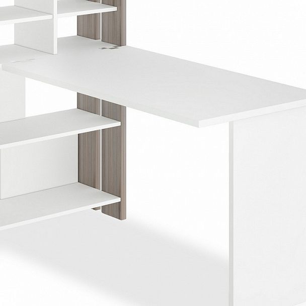 Стол компьютерный Домино Лайт СТЛ-ОВХ+С120Прям без тумбы Белый/Нельсон - Вид 2